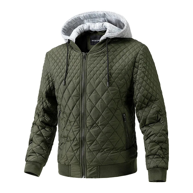 Diamond Quilted Bomber Hoodie