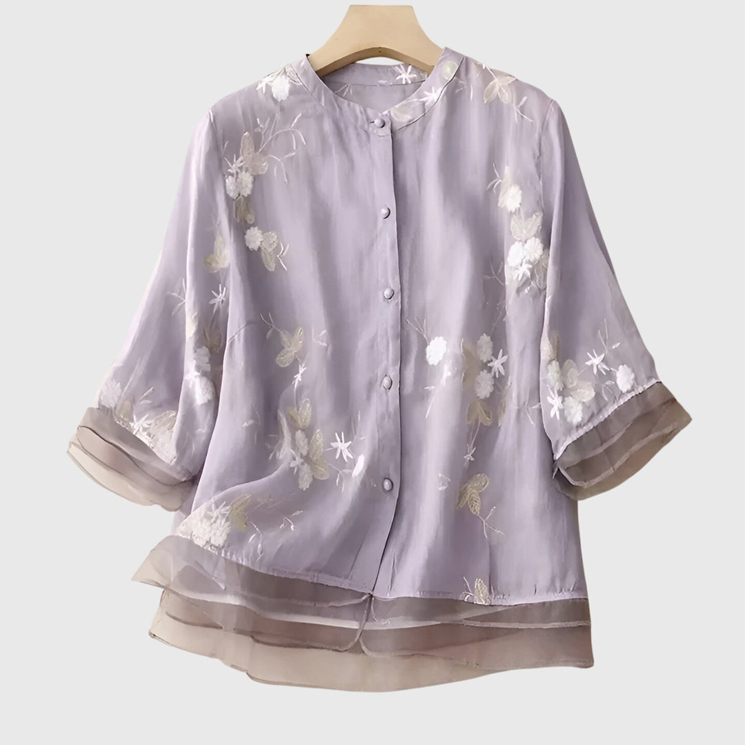 Nellie™ | Elegant Top with Embroidered Flowers