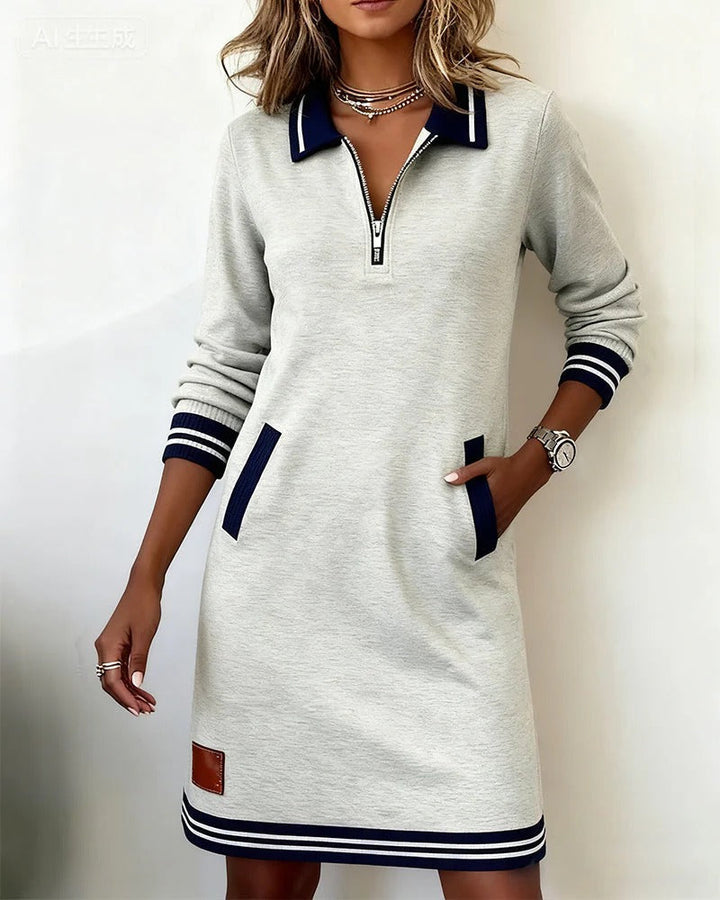 Chic Long Sleeve Cotton Dress