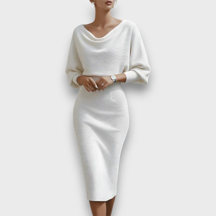 Lunaria – Draped Batwing Midi Dress